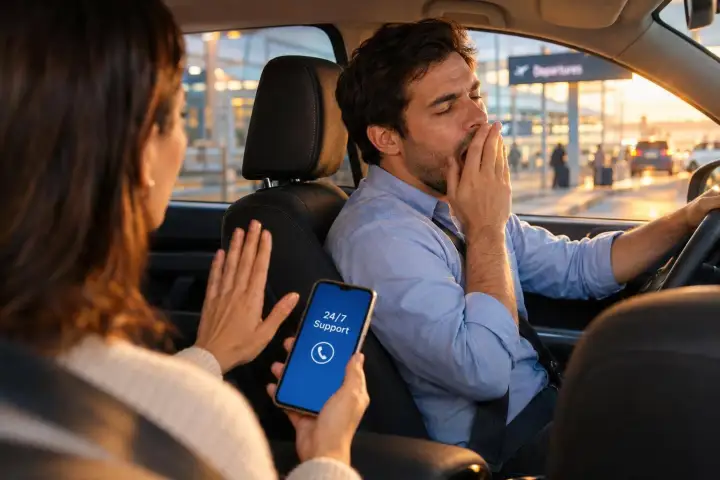 Driver Fatigue Signs During Airport Pickup